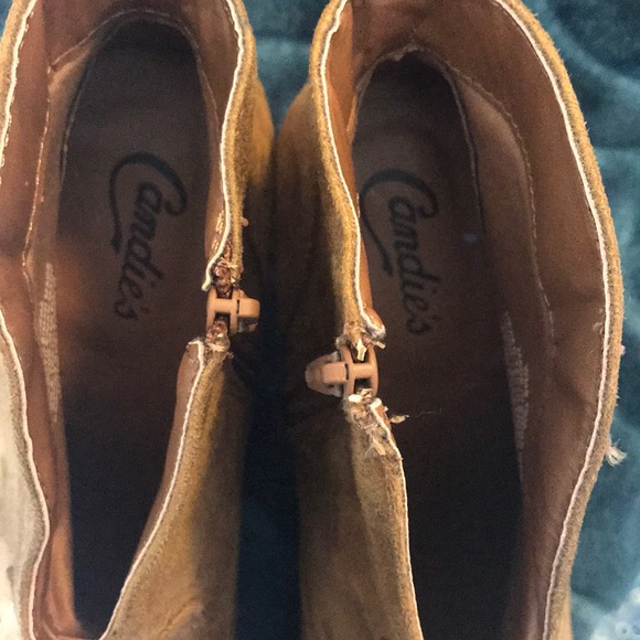 Candie’s Cognac Heeled Ankle Booties Suede 7.5 - Picture 8 of 10